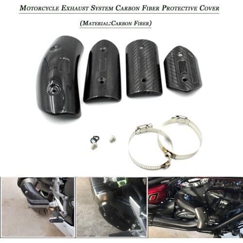 Universal Motorcycle Carbon Fiber Anti-scald Shell Protection Cover Silp on For Front Middle Link Pipe With Exhaust Muffler Pip