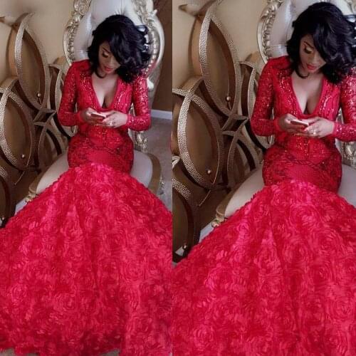 Custom make evening dresses 2019 v neck long sleeve sequins bling bling sparkly prom dresses women party dresses