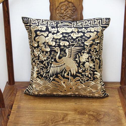 Vintage CHINESE handmade SILK black&Embroiderd Cushion