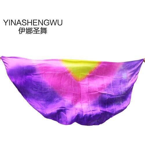 High Quality Dance veils Handmade Natural Silk Belly Dance Veils Dance Props Silk Semicircle Veils yellow rose purple