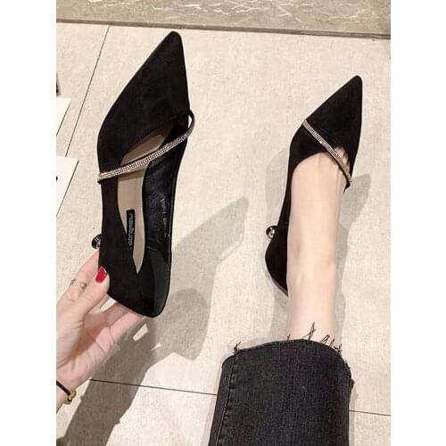 2021 New Large Size 34-40 Ladies Single Shoes Spring and Autumn New Fashion All-Match Pointed Shallow Mouth High Heels