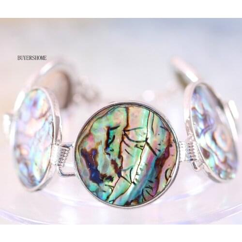BUYERSHOME Hot Jewelry For Women Natural 26MM Beads Blue New Zealand Abalone Shell Bracelet 7-8.5" 1Pcs H037