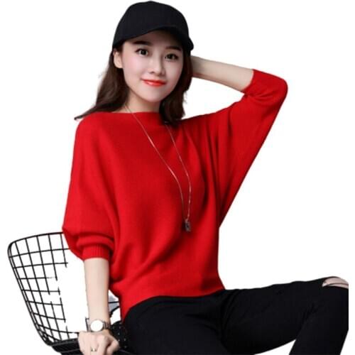 New Autumn Winter Bat sleeve Sweater Women Korean loose short Sweaters Womens Long sleeve Pullover Sweaters knit shirt Top F1103