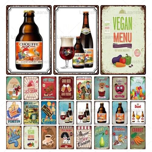 Tin Sign Metal Beer Vegetable Fruit Dessert Decor Wall Art Iron Painting Pub Bar Club Restaurant Coffee Iron Sheet Metal Sign
