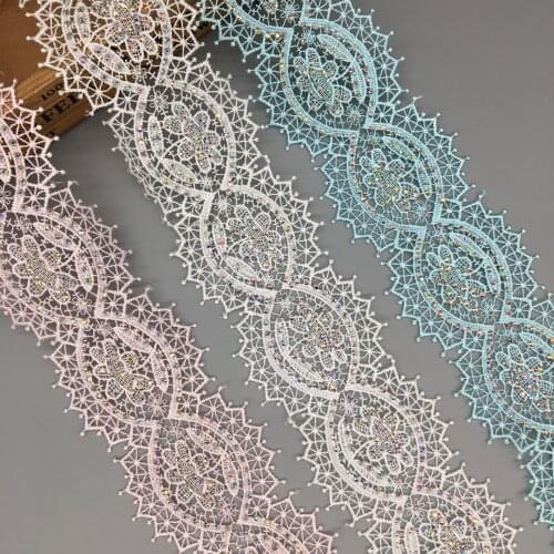 1 Yard 3D Rhinestones Diamond Lace Trim Embroidered Applique Lace Ribbon Glitter Patches DIY For Wedding Dress Clothes Shoes