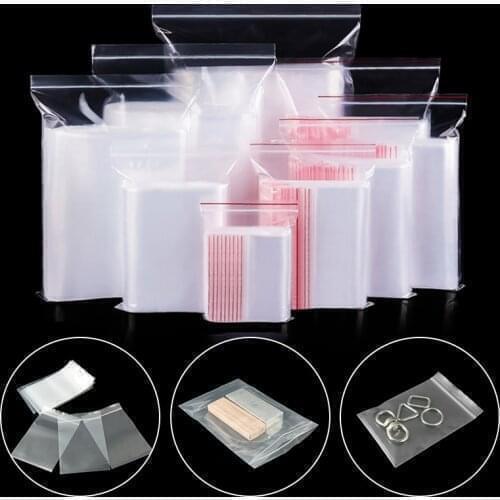 100pcs Plastic Zip Lock Ziplock Bag Storage Bag Clear Plastic Packaging Pouches Sealing Zipper Jewelry Food Ziplock Bag