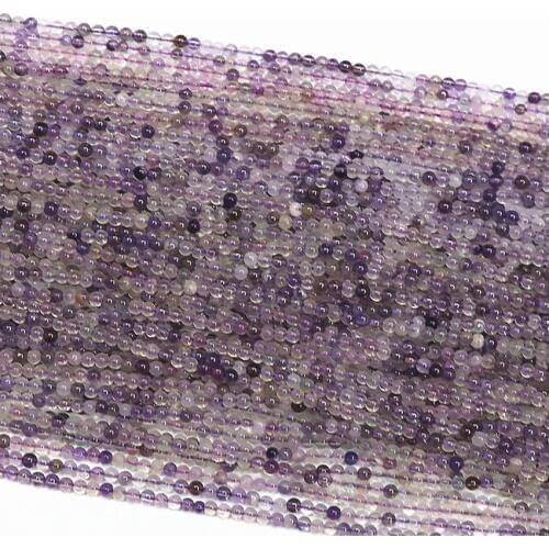 2mm 3mm natural purple fluorite stone beads round loose beads women high quality jewelry making spacers accessories 15inch B404