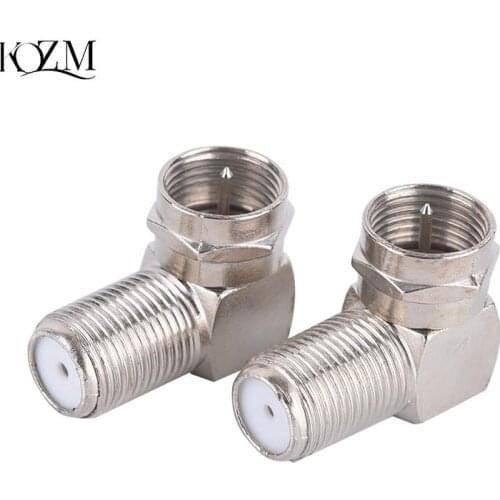 2pcs 90 Degree Right Angle TV Aerial Antenna Plug Connector Adapter Plug To Socket Coax Cable F-Type Male To Female