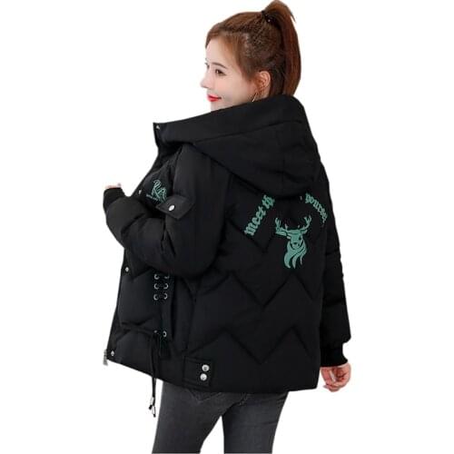 2021 New Womens Parkas Winter Short Loose Hooded parka Thicken Long Sleeve warm Padded Jackets snow coat for female size M-3XL