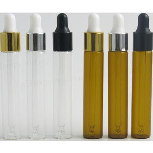 360pcs Wholesale 10ml Clear Amber Glass Essential Oil Dropper Bottle Vials 1/3oz Cosmetic Packaging Portable Travel Container
