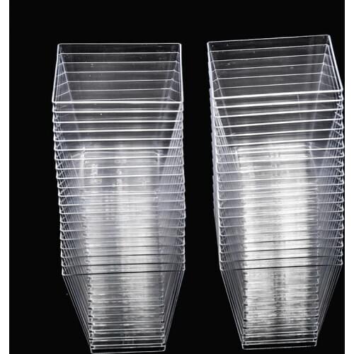 40pcs 7OZ Plastic Cup 210ml Clear Square Disposable Dessert Cup Festival Wedding Decoration Cake Mousse Jelly Pudding Tiramisu