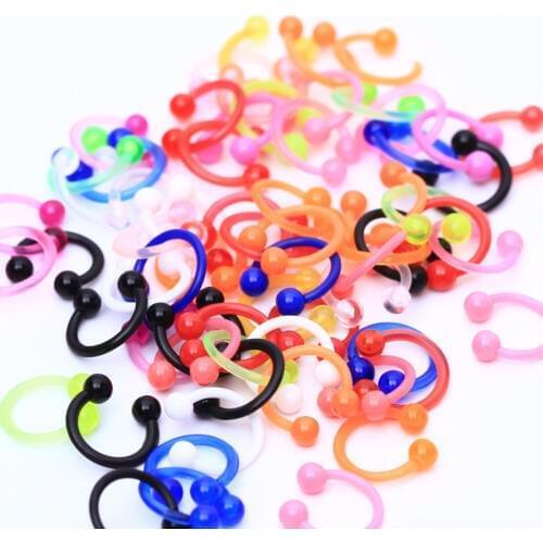 50pcs Body Jewelry flexible Nose Ring tragus ring Lip Ring Ball Circulars Horseshoes Eyebrow Rings Navel Piercing Free Shipping