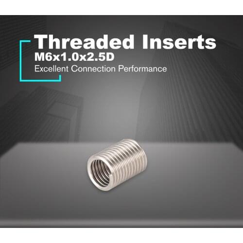 50pcs Threaded Inserts M6 1.0 2.5D Stainless Steel Wire Helicoil Fasteners Hardware Repair Tools Screw Sleeve Homehold Set