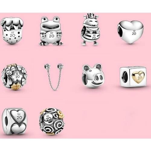 2020 New S925 20th Anniversary Love Limited Edition Bee, Frog Charm, Strawberry, Heart Safety Chain Original 1:1 Jewelry