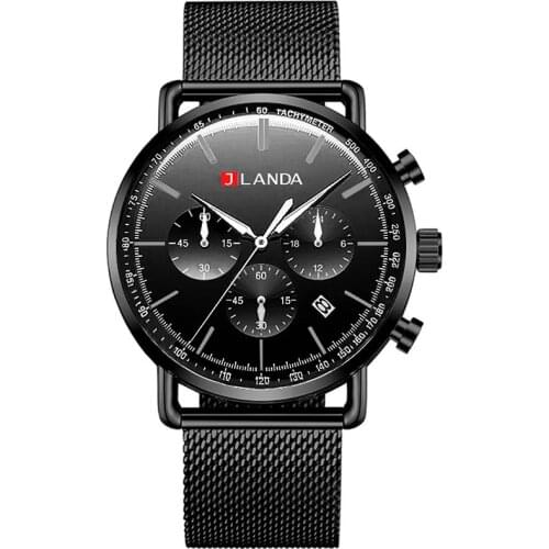 JLANDA Stainless Steel Business Watch Quartz Chronograph Mens Strap Waterproof Luxury Fashion Male Sport Casual Clock J6571