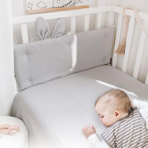 Baby Bed Bumpers Cotton Waffle Rabbit Ear Infant Newborn Protection Cushion Sleepping Pillows Bumpers In The Crib Fence Bedding