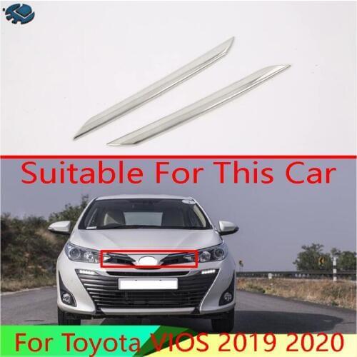 For Toyota VIOS 2019 2020 Car Decoration Stainless Steel Front Center Mesh Grille Grill Cover Radiator Strip Trim Decoration