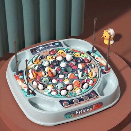 Play Fish Game Rotating Fishing Toy With Music For Baby Learning Hand-Eye Coordination Fun Game For Kids Toddlers