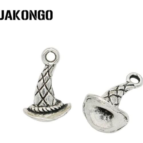JAKONGO Antique Silver Plated Magic Cap Charm Pendants for Jewelry Accessories Making Bracelet Findings DIY 15x11mm