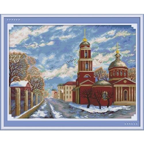Joy Sunday Winter In Russia Chinese Cross Stitch Kits Ecological Cotton Clear Printed 11CT DIY Gift Wedding Decoration For Home