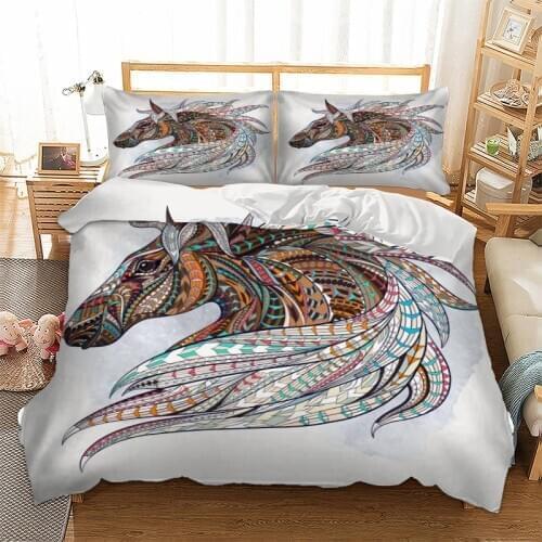 Bohemia Horse Bedding Set Twin Full Queen King Super King Double Size Animal Duvet Cover Quilt Cover Pillow Cases 3pcs