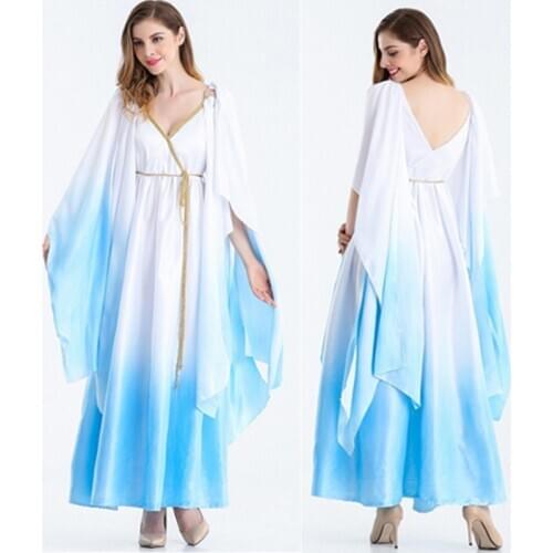 M-XL Hot Selling Greek Goddess Costume Adult Women Halloween Cosplay Roman Toga Robe Greek Goddess Fancy Long Dress