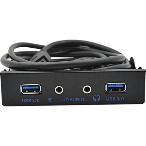 Motherboard 20 Pin 4 Ports USB 3.0+HD Audio+USB 3.0 Floppy Front Panel Hub Adapter with 3.5mm Microphone Headphone Interface