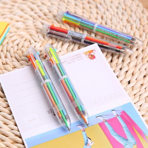 Multi-color Ballpoint Pen Multi-function 6 In 1 Colorful Stationery Creative Writing Pen School Office Supplies For Children NEW