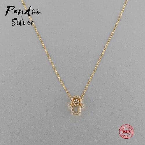 Fashion Charm Pure 925 Silver Original 1:1 Copy, Fatima Hand Lucky Shelter Clavicle Chain Necklace Female Luxury Jewelry Gifts