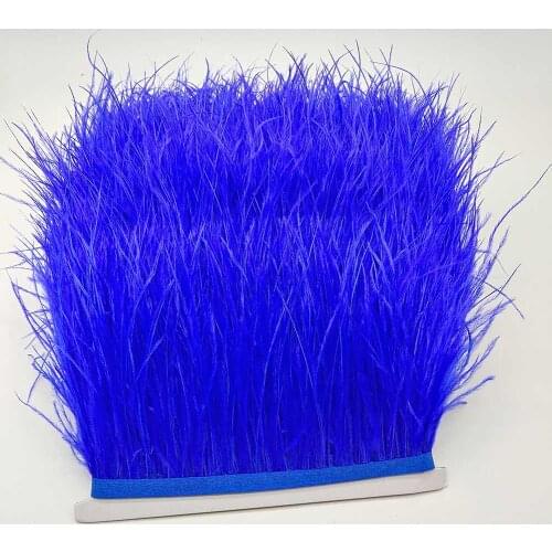 New 10Yard Sapphire Ostrich Feather Trim Fringe Feather Ribbon 8-10CM Width Sewing Crafts Costumes Decoration Diy
