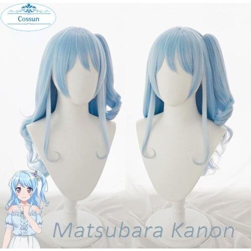 Kanon Matsubara Wig BanG Dream! Hello, Happy World! Cosplay Wig Synthetic Women Blue Bandori Cosplay Kanon Matsubara