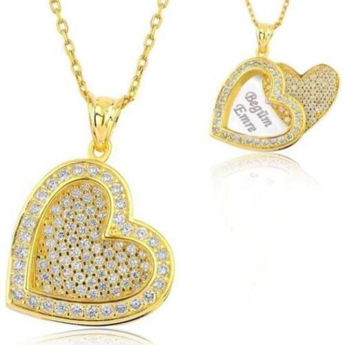 VAOOV Personalized Heart Stone Necklace