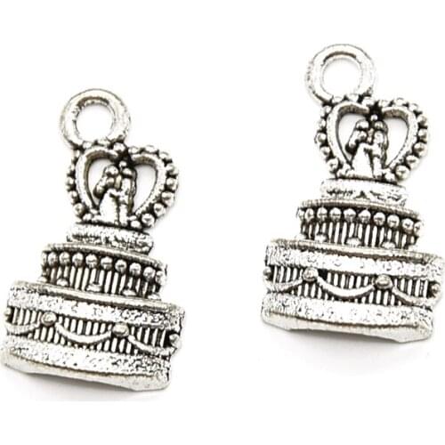 15pcs wholesale metal charms Wedding Cake Charms Pendants for Jewelry Making Accessories