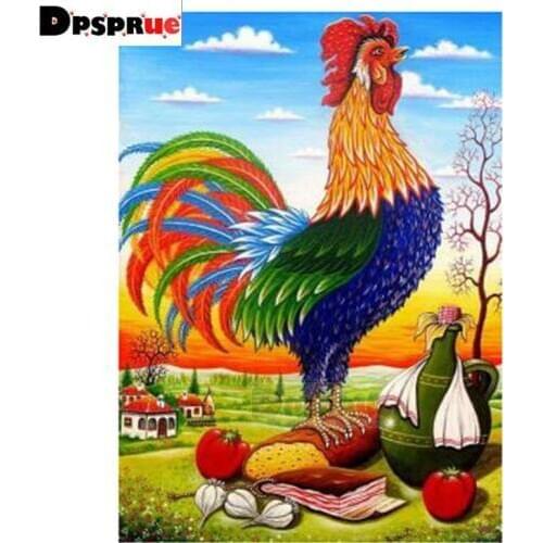 Dpsprue Full Square/Round Diamond Painting Cross Stitch Diamond 3D Embroidery Cock DIY 5D Moasic Home Decor Gift D41