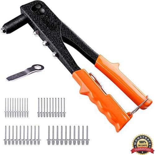 Pop Rivet Gun River Gun with Metal Rivets Replaceable Nozzles Wrench for Metal Wood and Plastic Blind Rivets Repair Tool