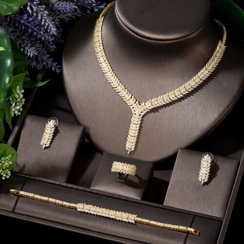 HIBRIDE Luxury New Dubai Cubic Zirconia Full Jewelry Sets Beautiful Women Bride Necklace Sets Dress Accessories N-807