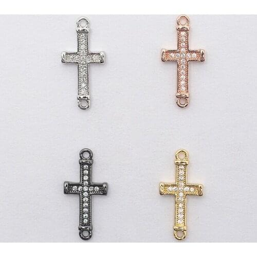 Luxury Cross Brass Zirconia Jewelry Bracelet Accessories Diy Bracelet Necklace For Making Connector Charm Accessories