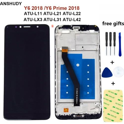 For Huawei Y6 2018 LCD Touch Screen ATU L11 L21 L22 LX1 LX3 L31 L42 For Huawei Y6 Prime 2018 LCD Display With Frame freeshipping