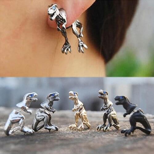 Ear Studs Punk Dinosaur Shape Alloy Exquisite 3D Animal Stud Earrings for Party