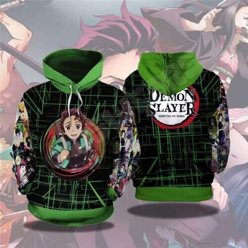 Japan Anime Demon Slayer: Kimetsu no Yaiba 3D Printing Hoodie Sweatshirt Hooded Coat Cosplay Costume Wholesale Price Drop Ship