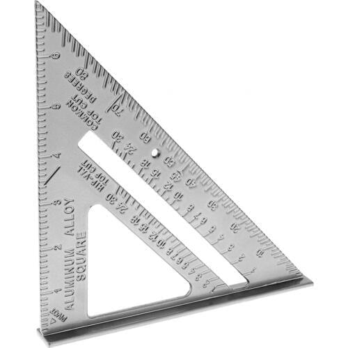 7 Inch Aluminium Alloy Right Angle Triangle Ruler with 0.1 Accuracy and 1 Scale Value for Industrial Measurement