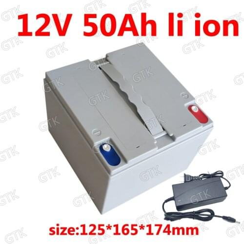 GTK waterproof 12V 50AH lithium ion battery 12v li ion battery Golf Buggy Solar EV Adventure Inverter scooter bike + 5A Charger