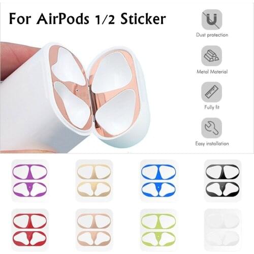 Dust Guard For AirPods 2 Case Box Sticker Inside Protector Earphone Film For AirPods 2 Air Pods 1 Cover Skin Sticker Metal