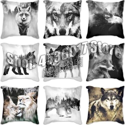 Animals Landscape Pillow Case Wolf lion tiger brown bear fox falcon Decorative Pillowcase Printing Throw Pillow Case kussensloop