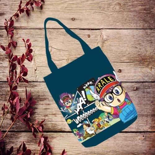 1PCS Cute Arale Fashion Anime Canvas Shoulder Bags Casual Shopping Bag Cartoon Tote Handbag Travel unisex New
