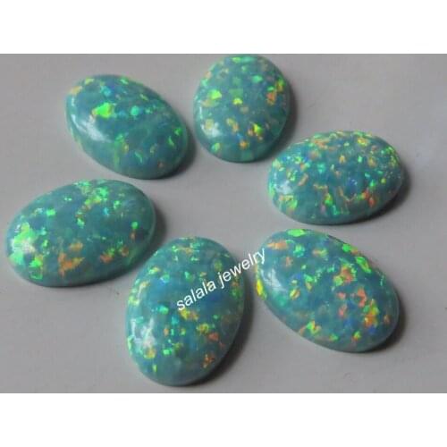 100pcs/lot 10x14mm Oval Cabochon Opal Stone Loose Synthetic Oval Fire Opal for Jewelry Oval Flat Bottom Opal