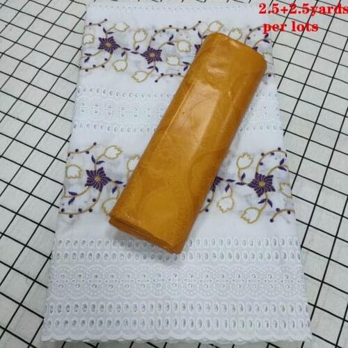 2.5+2.5 Yards Bazin Riche Fabric With Stones Swiss Lace Fabric 2020 Top Quality African Women Guipure Dry Lace CP021
