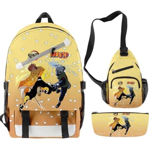 3pcs/set Anime Demon Slayer Kimetsu No Yaiba Cosplay Backpack School Students Bag Unisex Laptop Travel Rucksack Gifts