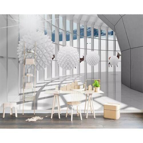 Beibehang Modern home decoration 3D photo wallpaper 3d round ball corridor building space landscape TV background wall wallpaper