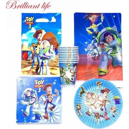 51/81pcs Toy Story Party Cup Plate Disposable Paper Tablecloth Napkin Toy Story Birthday Party Decorations Baby Shower Gift Bags